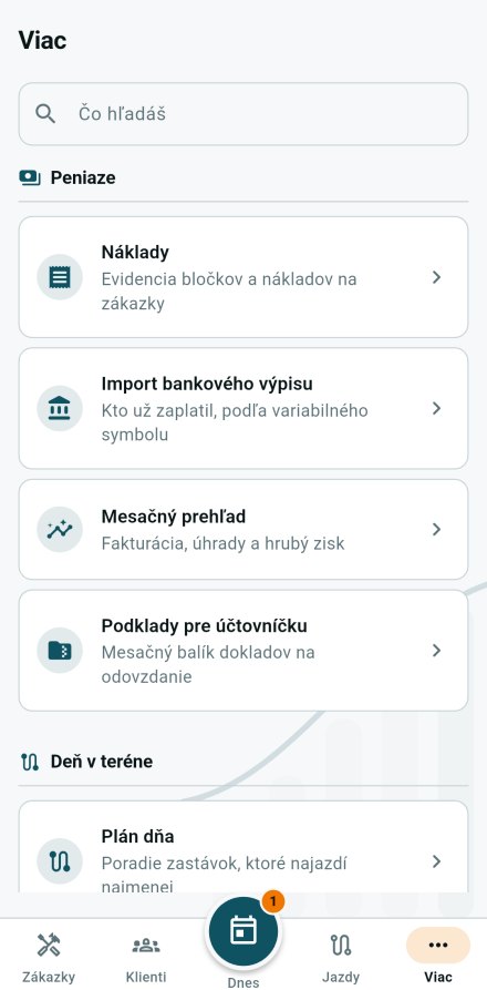 Obrazovka aplikácie Technee