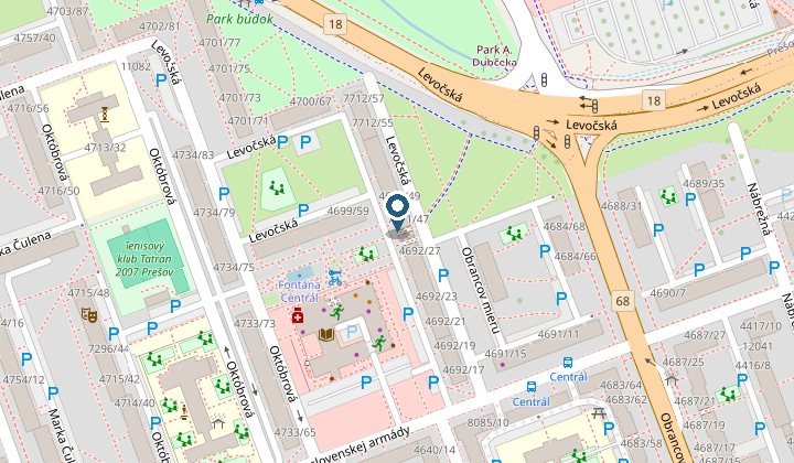 Mapa so sídlom Esentra na Levočskej v Prešove